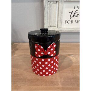Disney Minnie Mouse Collector Ceramic Red Black Kitchen Cookie Jar Canister Lid